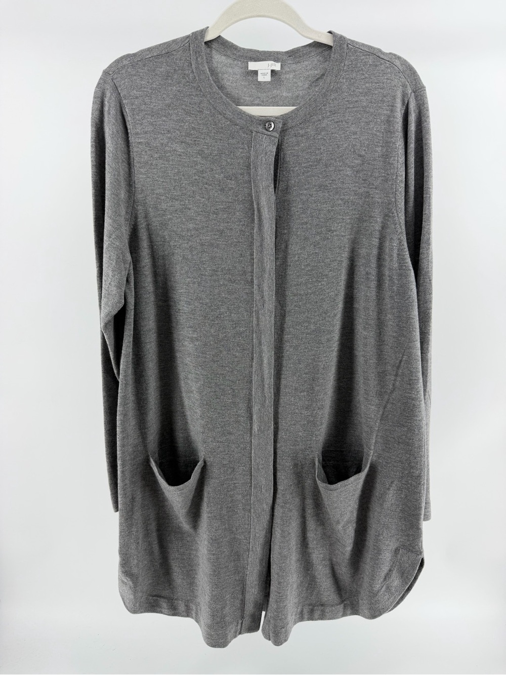 J. Jill Wool Blend Button Front Longline Cardigan Sweater Pockets, Women's Large